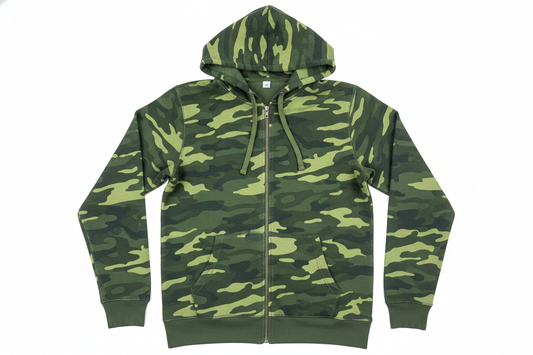Green camo zip up hoodie